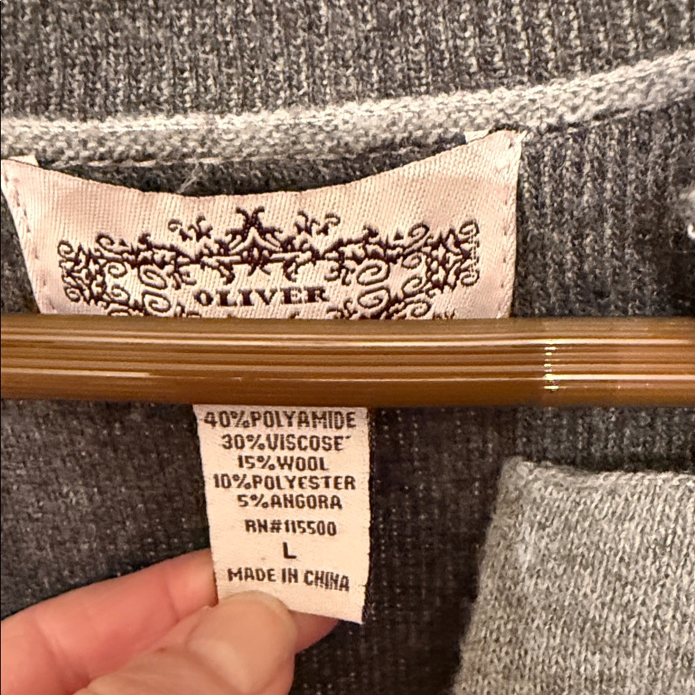 Soft Surroundings Wool Blend Long Cardigan Open Front Gray L - Picture 2 of 6
